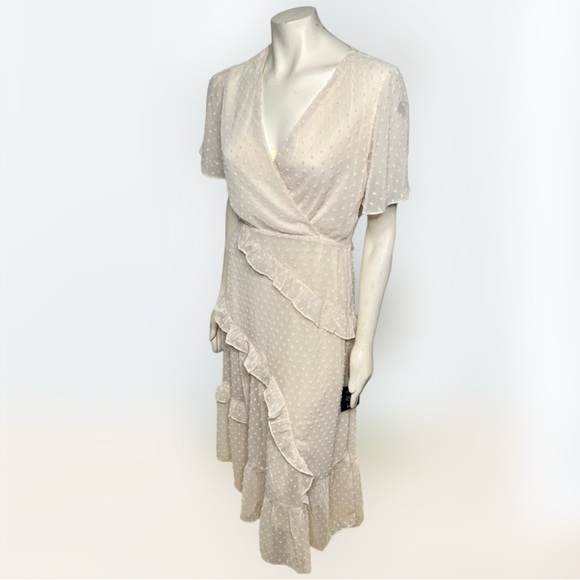 Lulus | Swiss Dot Ruffled Midi Dress in Cream NWT Style: Next to You - Picture 5 of 10